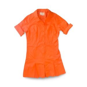 Vintage Women's Flutterbye 1970's Orange Sleeveless Shift Dress Mod Size 14